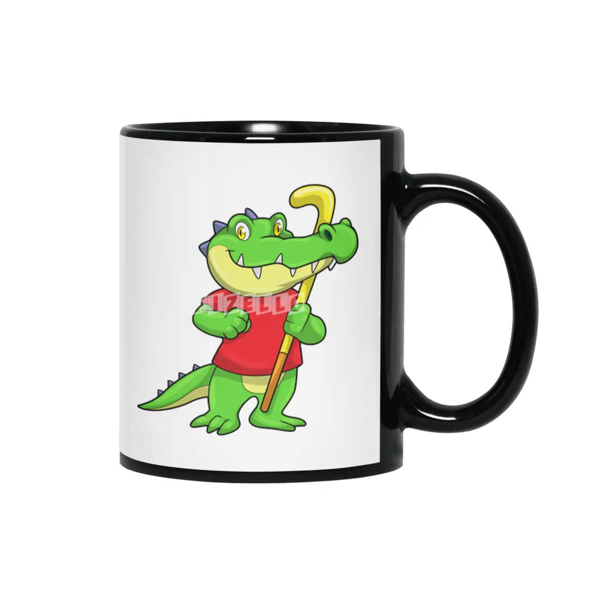 Crocodile at Field hockey with Hockey stick Siyah Kupa