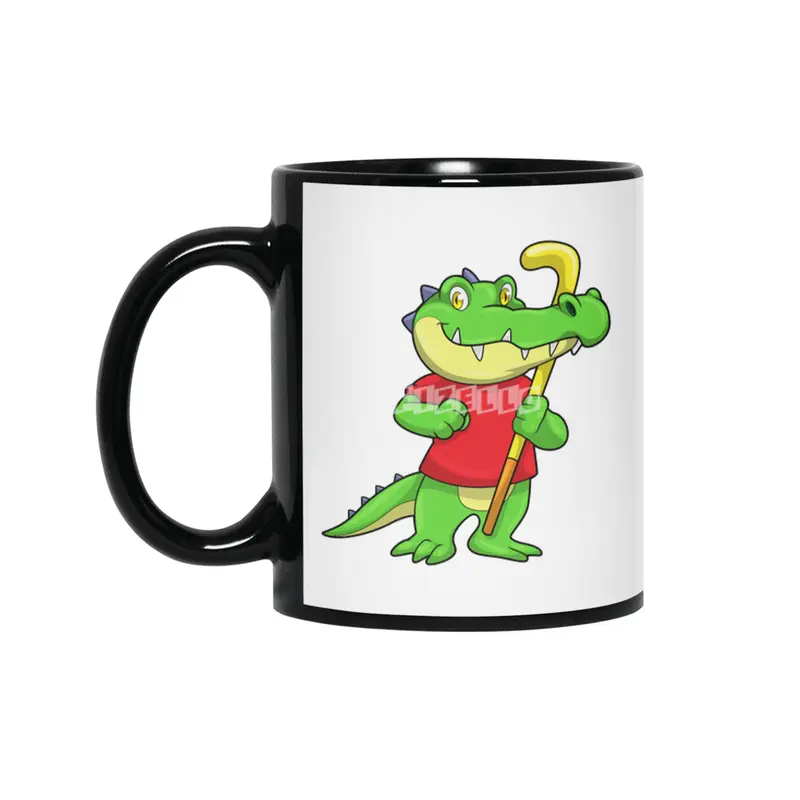 Crocodile at Field hockey with Hockey stick Siyah Kupa