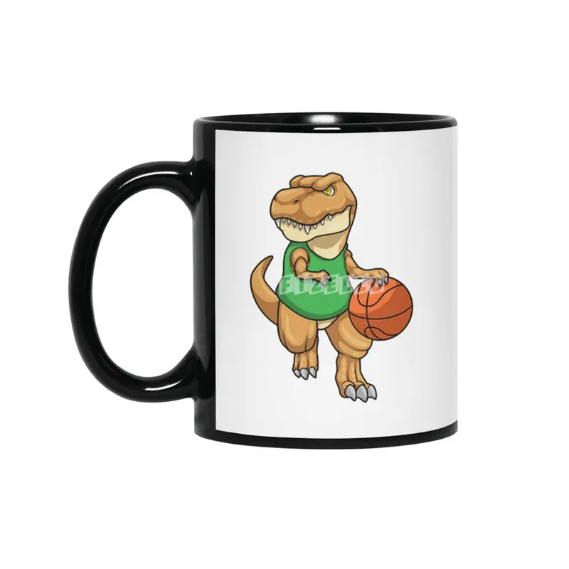 Dinosaur at Sports with Basketball Siyah Kupa