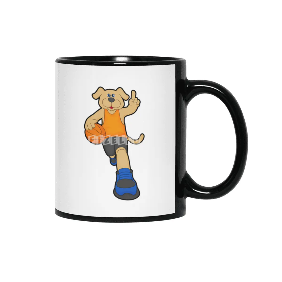 Dog as Basketball player with Basketball Siyah Kupa
