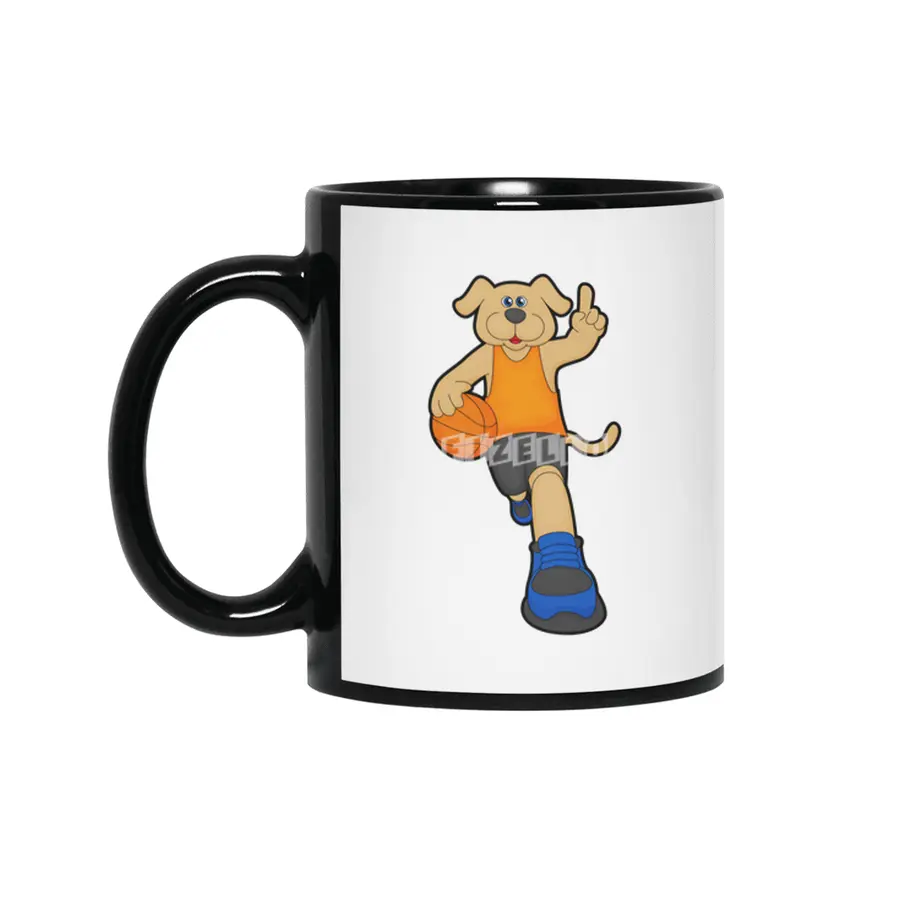Dog as Basketball player with Basketball Siyah Kupa
