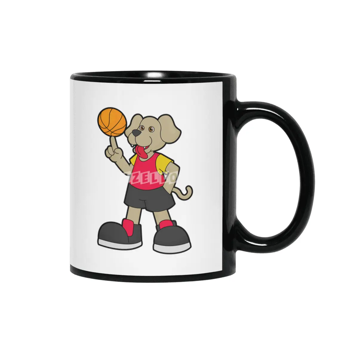 Dog as Basketball player with Basketball Siyah Kupa
