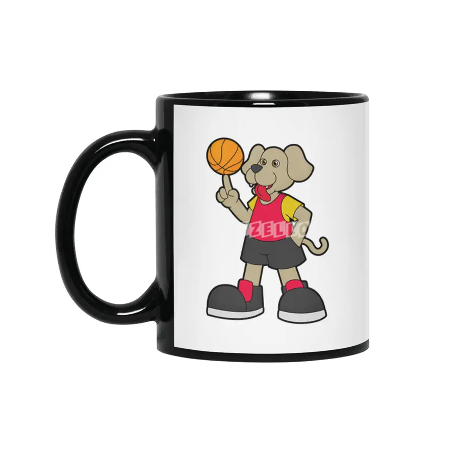 Dog as Basketball player with Basketball Siyah Kupa