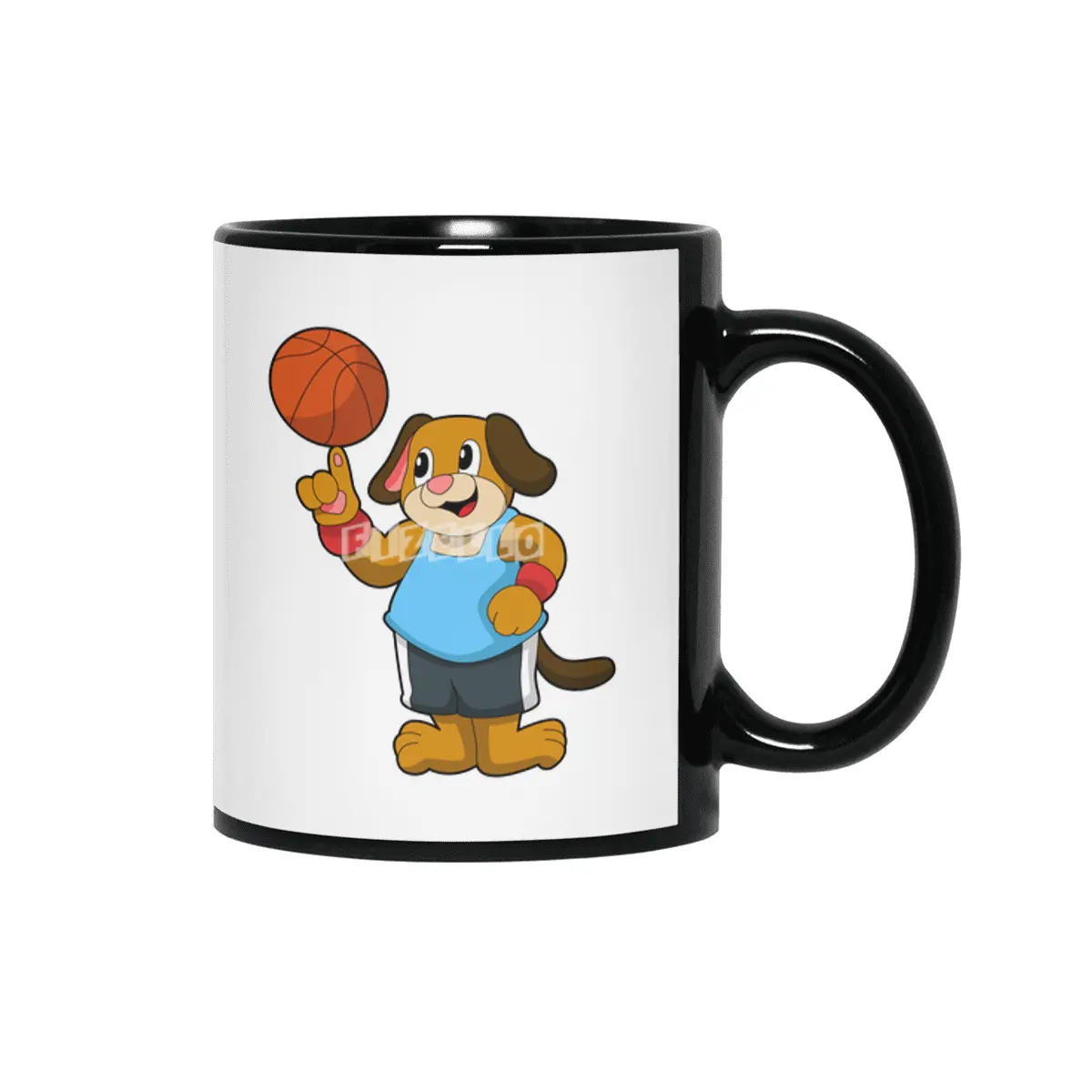 Dog as Basketball player with Basketball Siyah Kupa