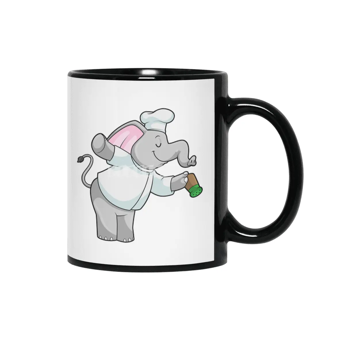 Elephant as Chef with Salt shaker Siyah Kupa