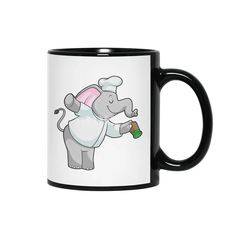 Elephant as Chef with Salt shaker Siyah Kupa