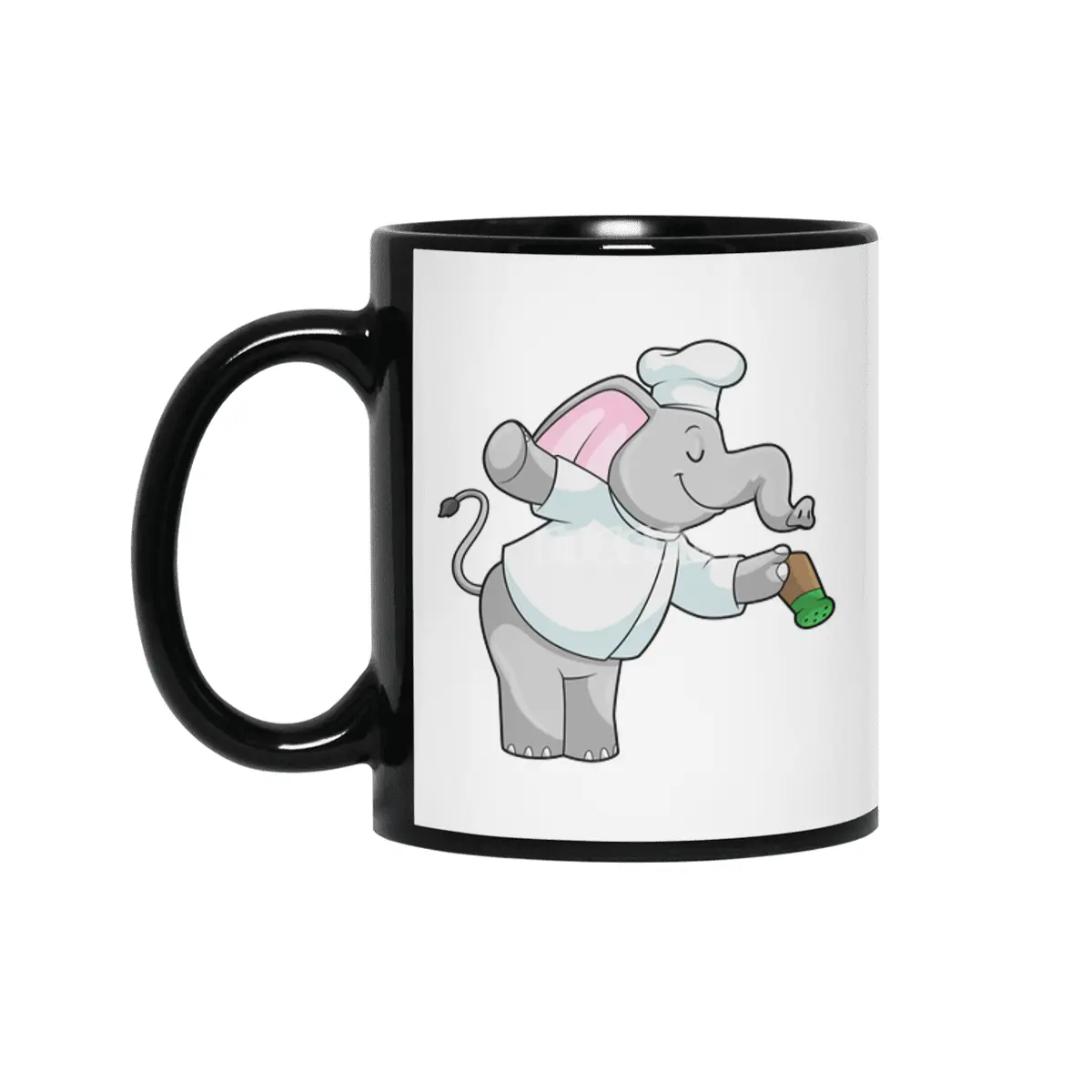 Elephant as Chef with Salt shaker Siyah Kupa