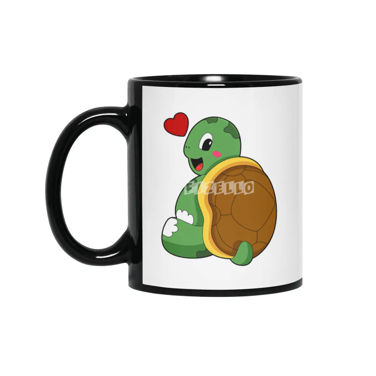 Turtle with Heart Siyah Kupa