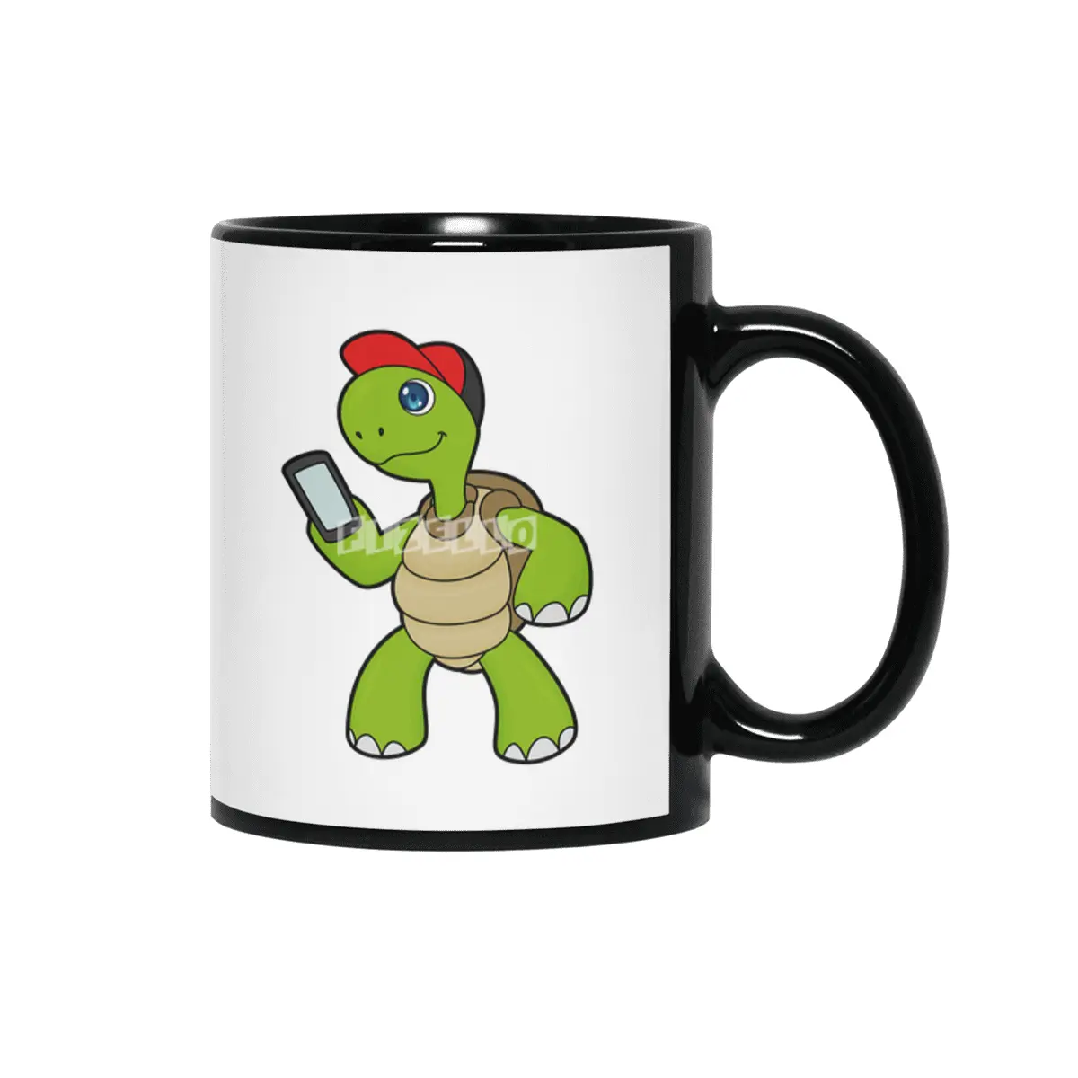Turtle with Phone & Hat Siyah Kupa