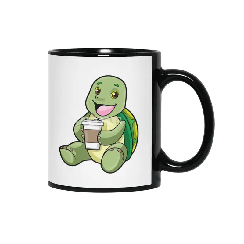 Turtle with Shell & Coffee to go Siyah Kupa