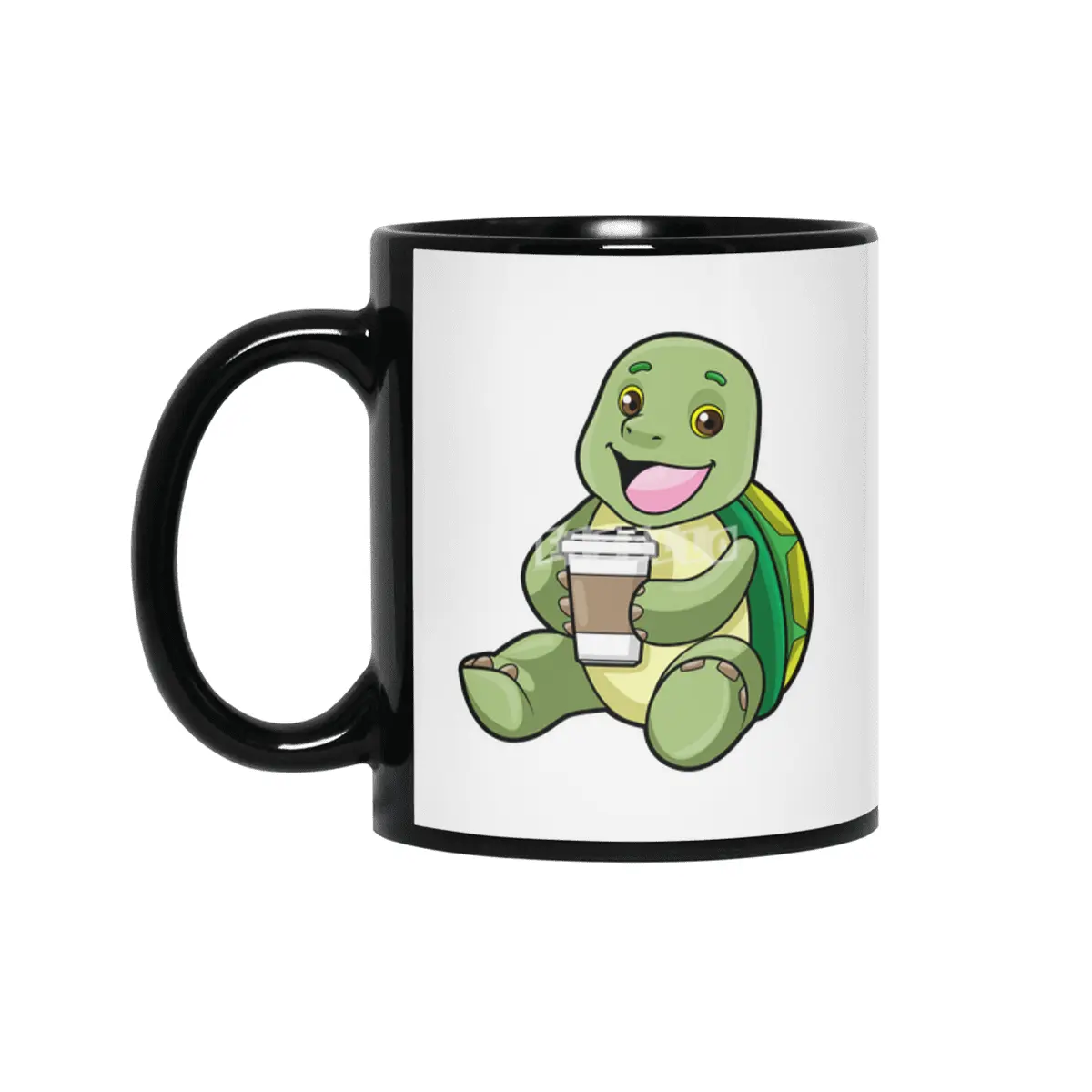 Turtle with Shell & Coffee to go Siyah Kupa