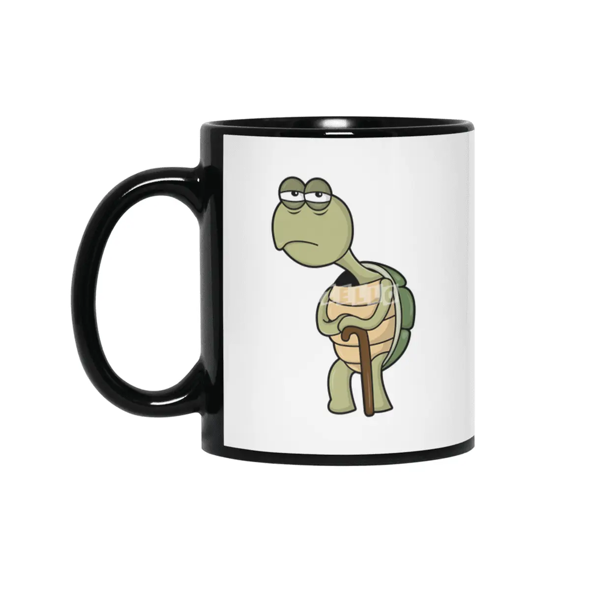 Turtle with Shell & Walking stick Siyah Kupa