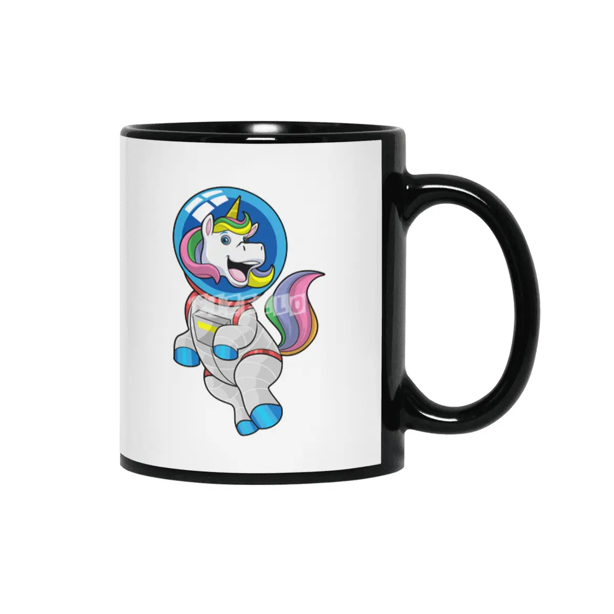 Unicorn as Astronaut in Space Siyah Kupa