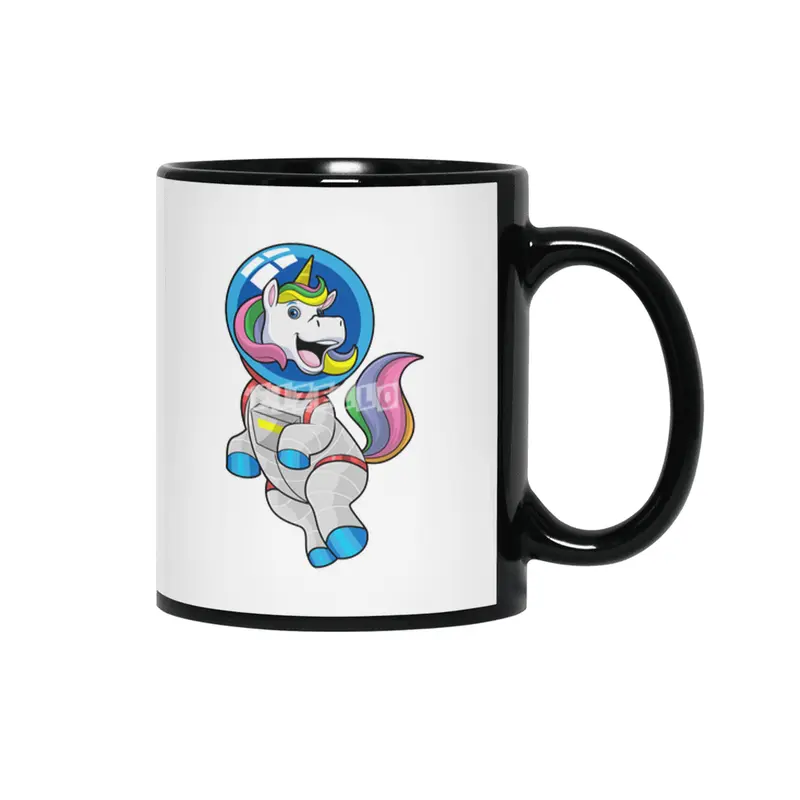 Unicorn as Astronaut in Space Siyah Kupa