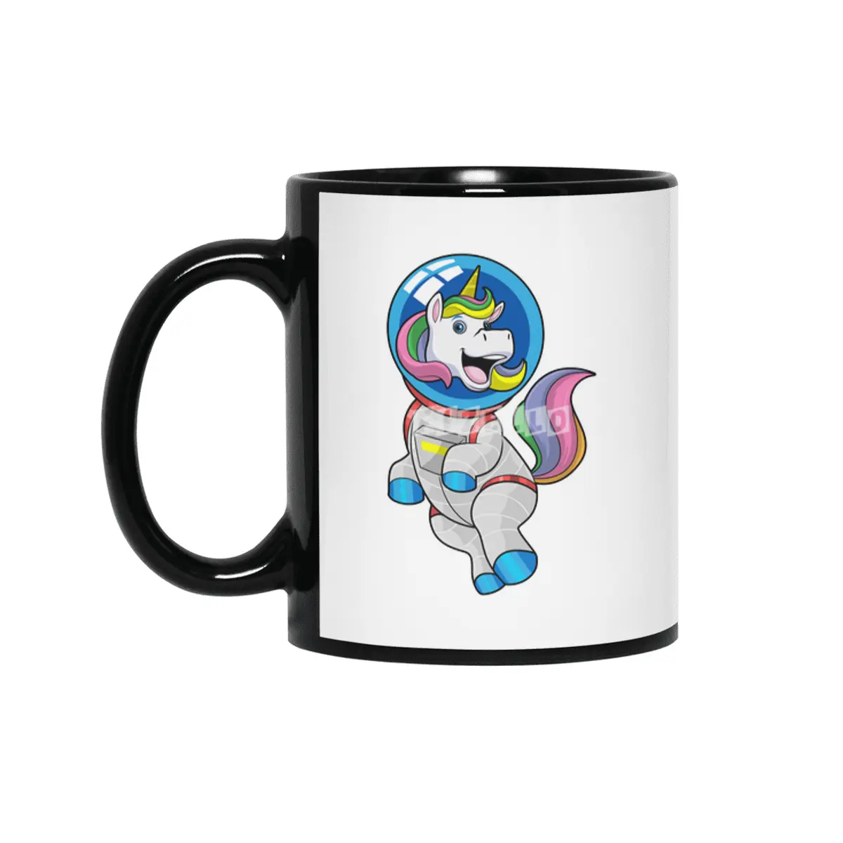 Unicorn as Astronaut in Space Siyah Kupa