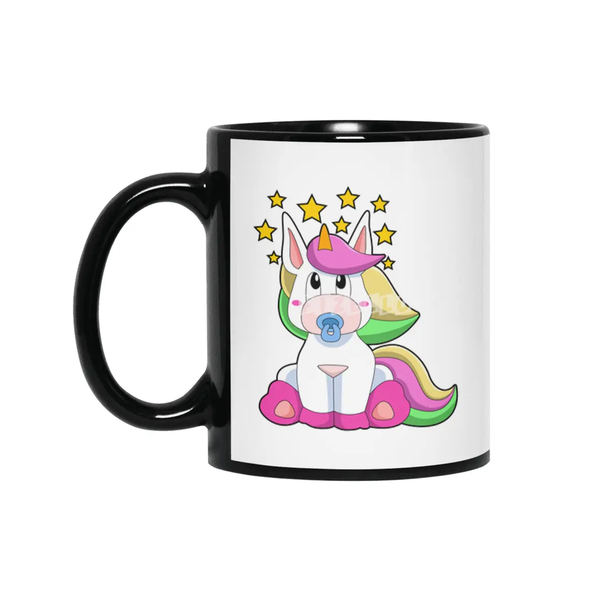 Unicorn as Baby with Pacifier Siyah Kupa