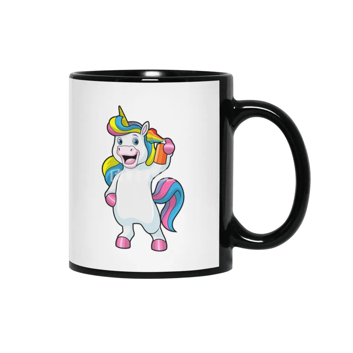Unicorn as Hairdresser with Hairspray Siyah Kupa