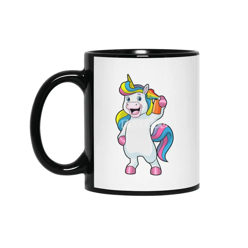 Unicorn as Hairdresser with Hairspray Siyah Kupa