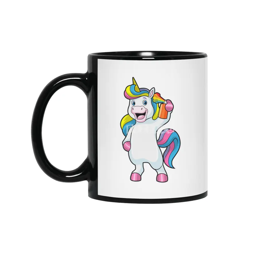 Unicorn as Hairdresser with Hairspray Siyah Kupa