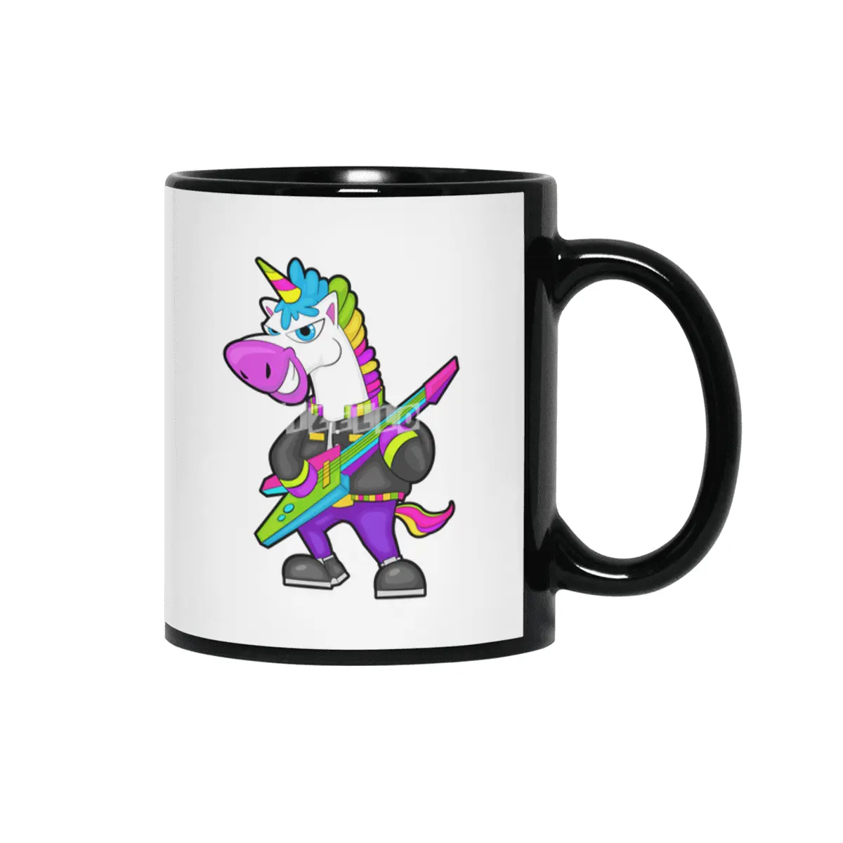 Unicorn as Musician with Guitar Siyah Kupa