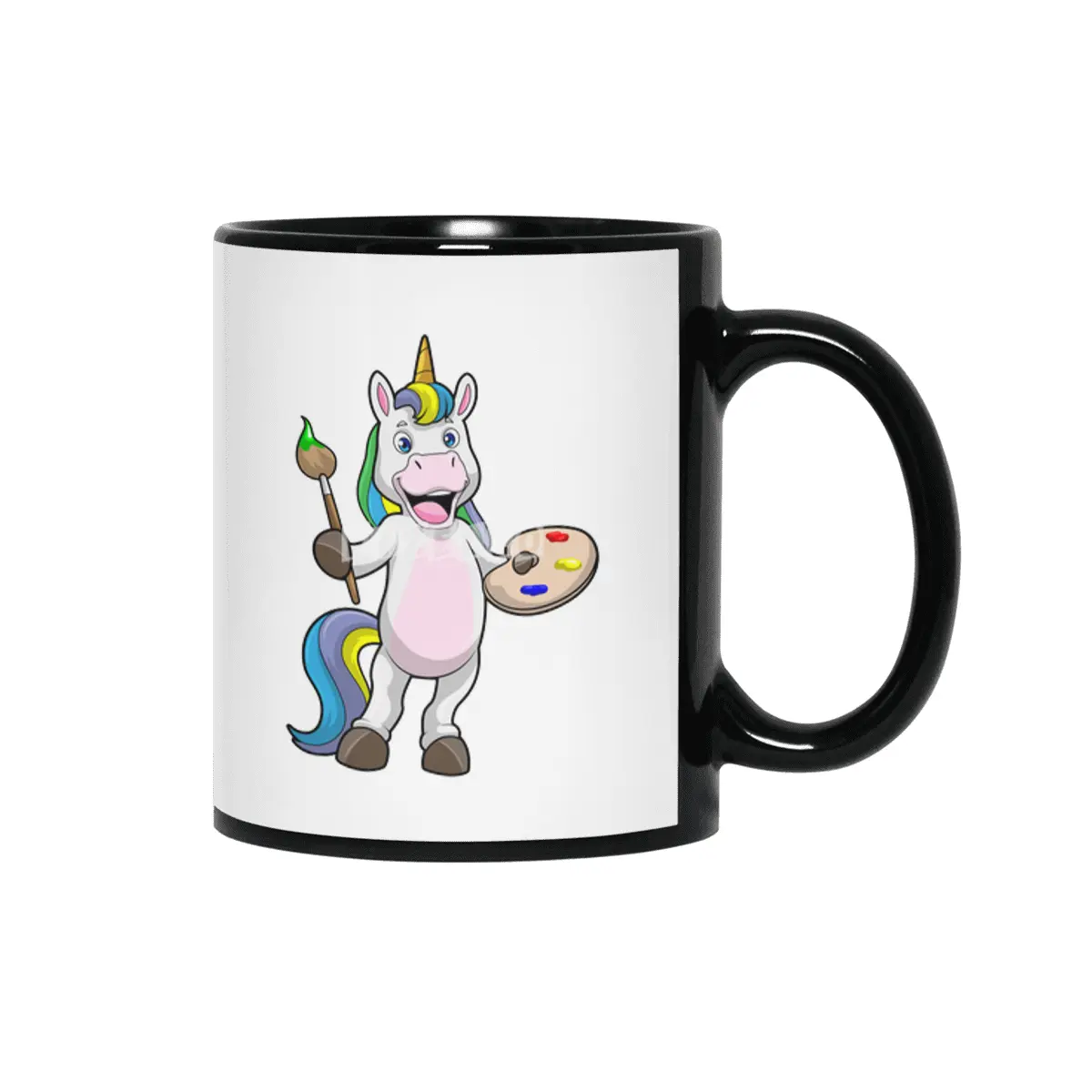 Unicorn at Painting with Brush & Colour Siyah Kupa