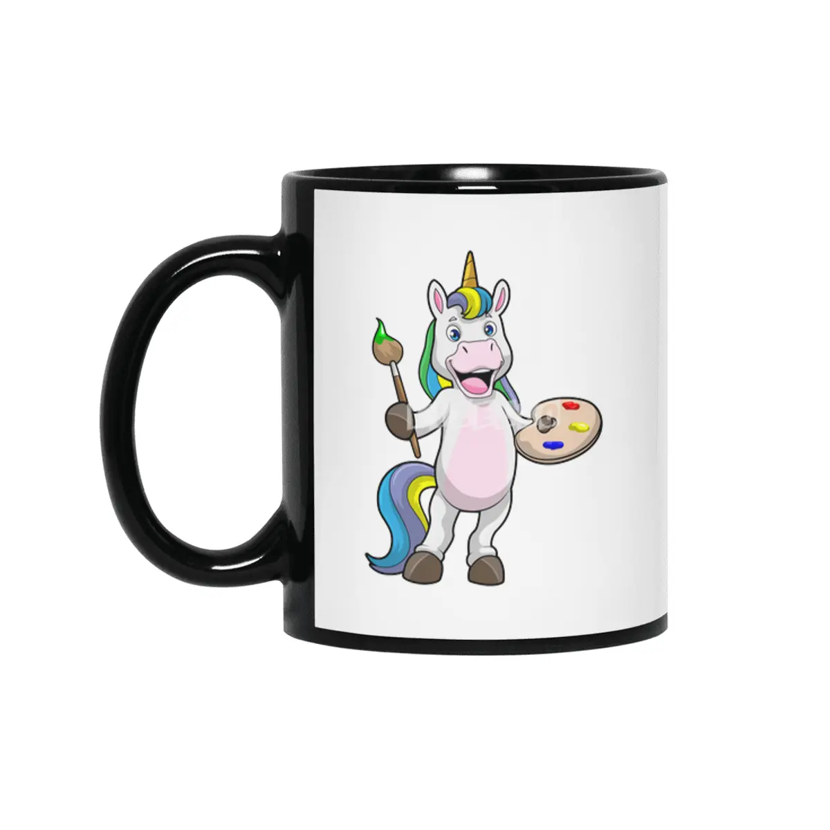 Unicorn at Painting with Brush & Colour Siyah Kupa