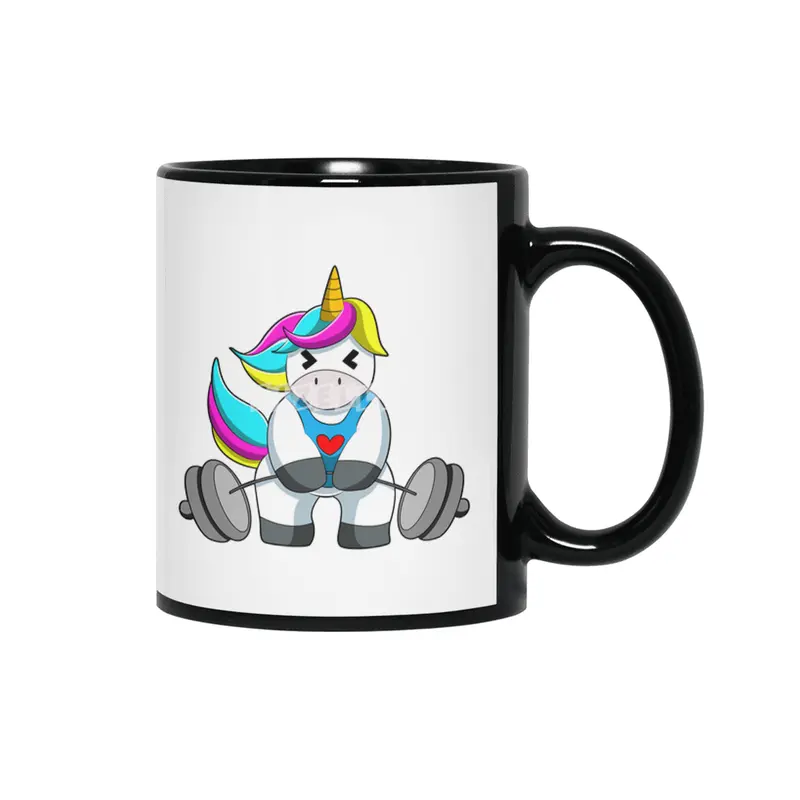 Unicorn at Strength training with Dumbbell Siyah Kupa
