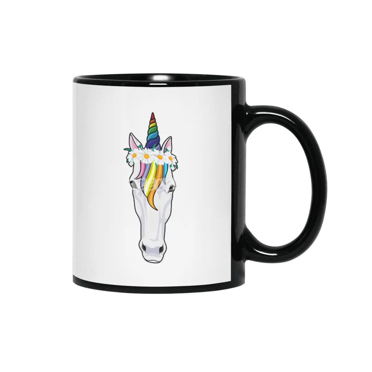 Unicorn with Flowers Siyah Kupa
