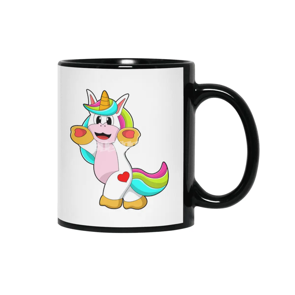 Unicorn with Heart Tattoo Siyah Kupa