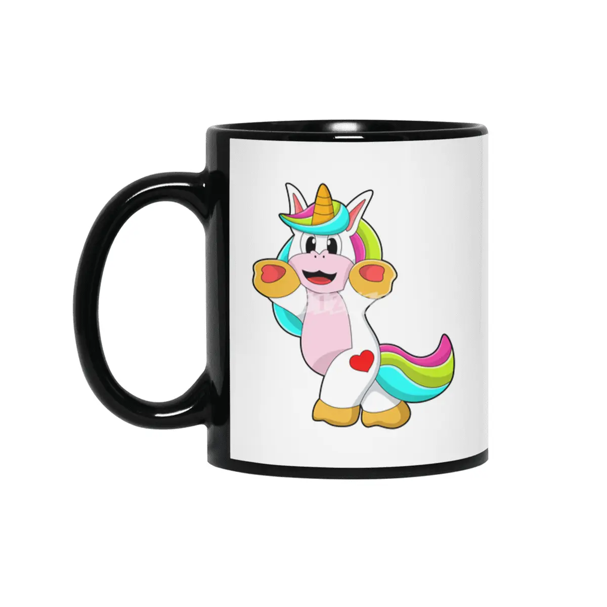 Unicorn with Heart Tattoo Siyah Kupa