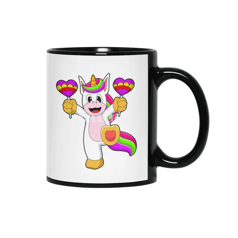 Unicorn with Hearts Siyah Kupa