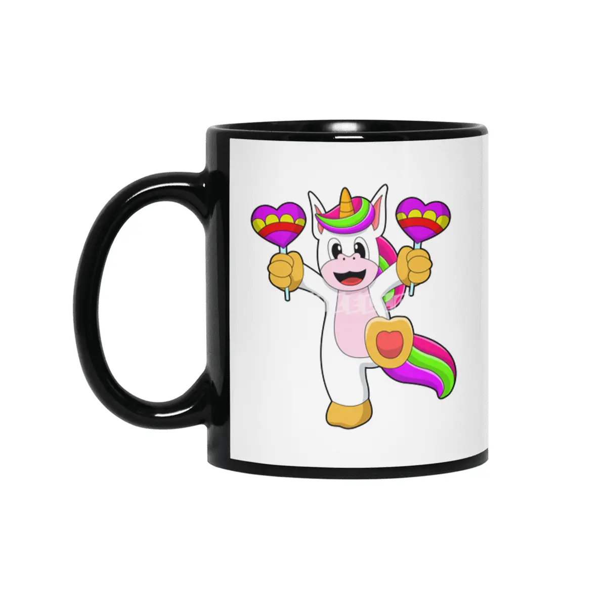 Unicorn with Hearts Siyah Kupa