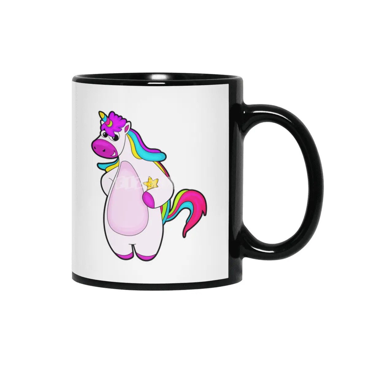 Unicorn with Star Siyah Kupa
