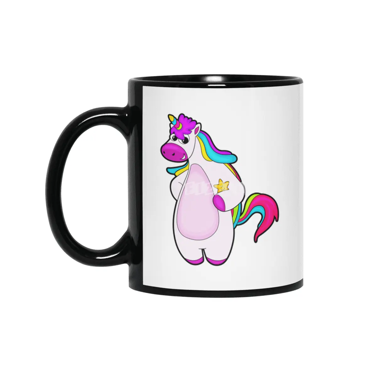 Unicorn with Star Siyah Kupa
