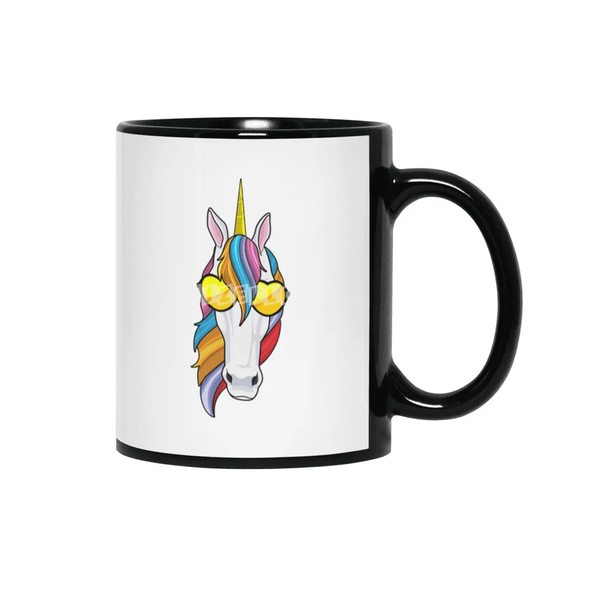 Unicorn with Sunglasses Siyah Kupa