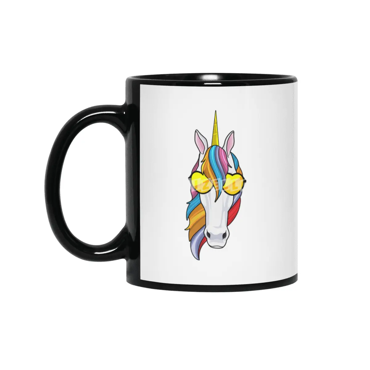 Unicorn with Sunglasses Siyah Kupa