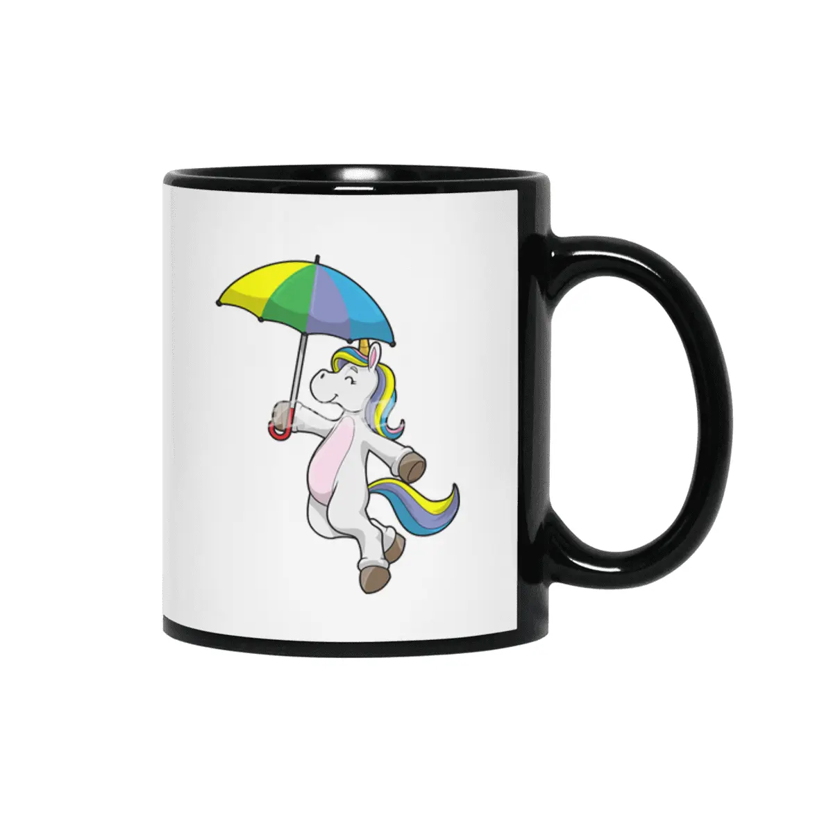 Unicorn with Umbrella Siyah Kupa