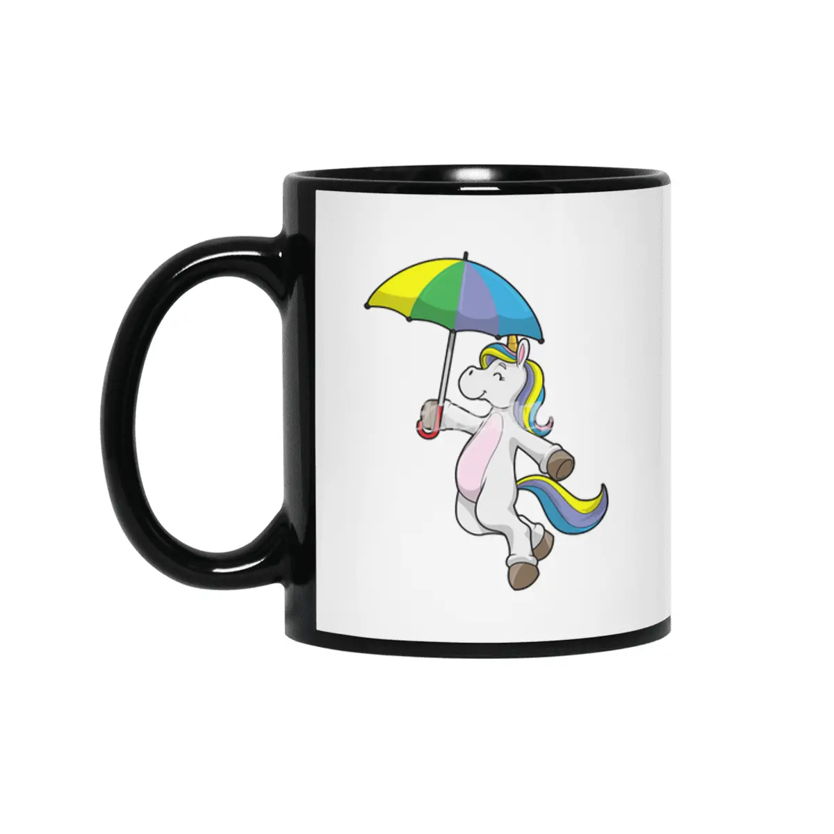 Unicorn with Umbrella Siyah Kupa