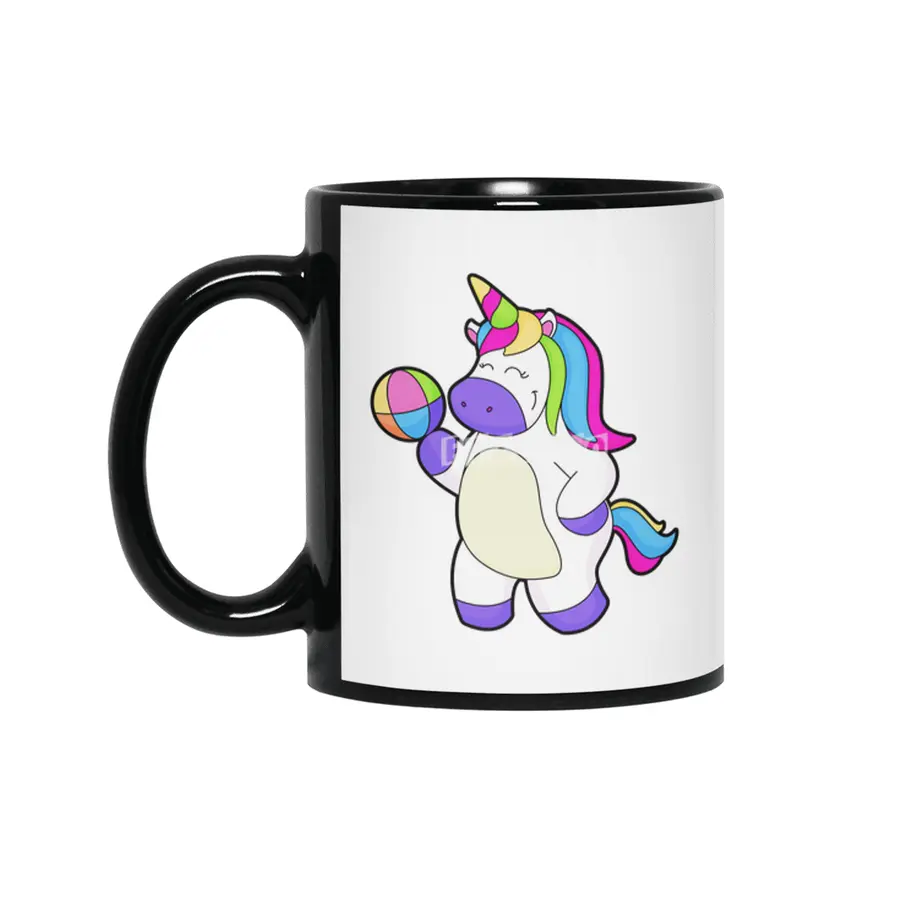 Unicorn with Volleyball Siyah Kupa
