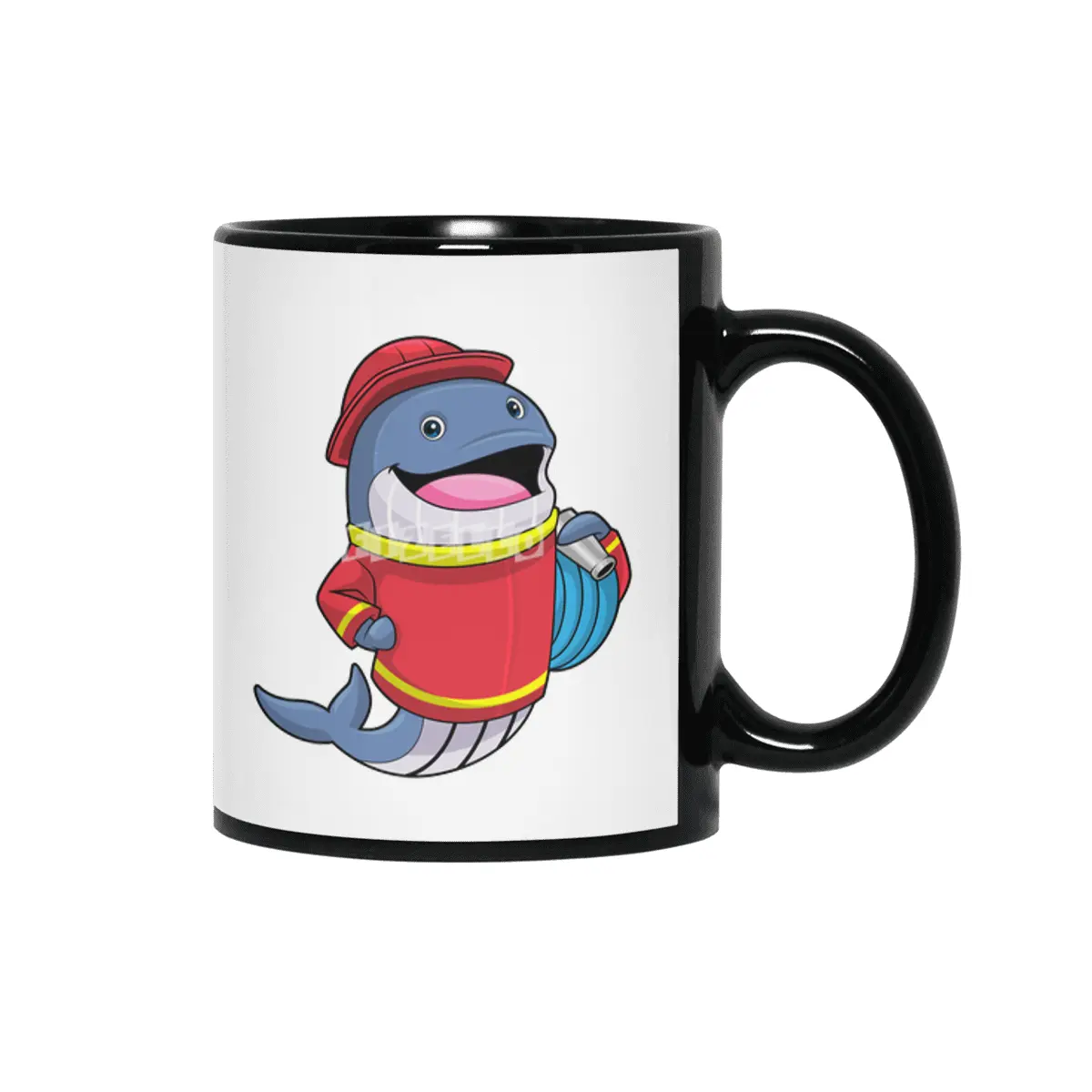 Whale as Firefighter with Hose Siyah Kupa