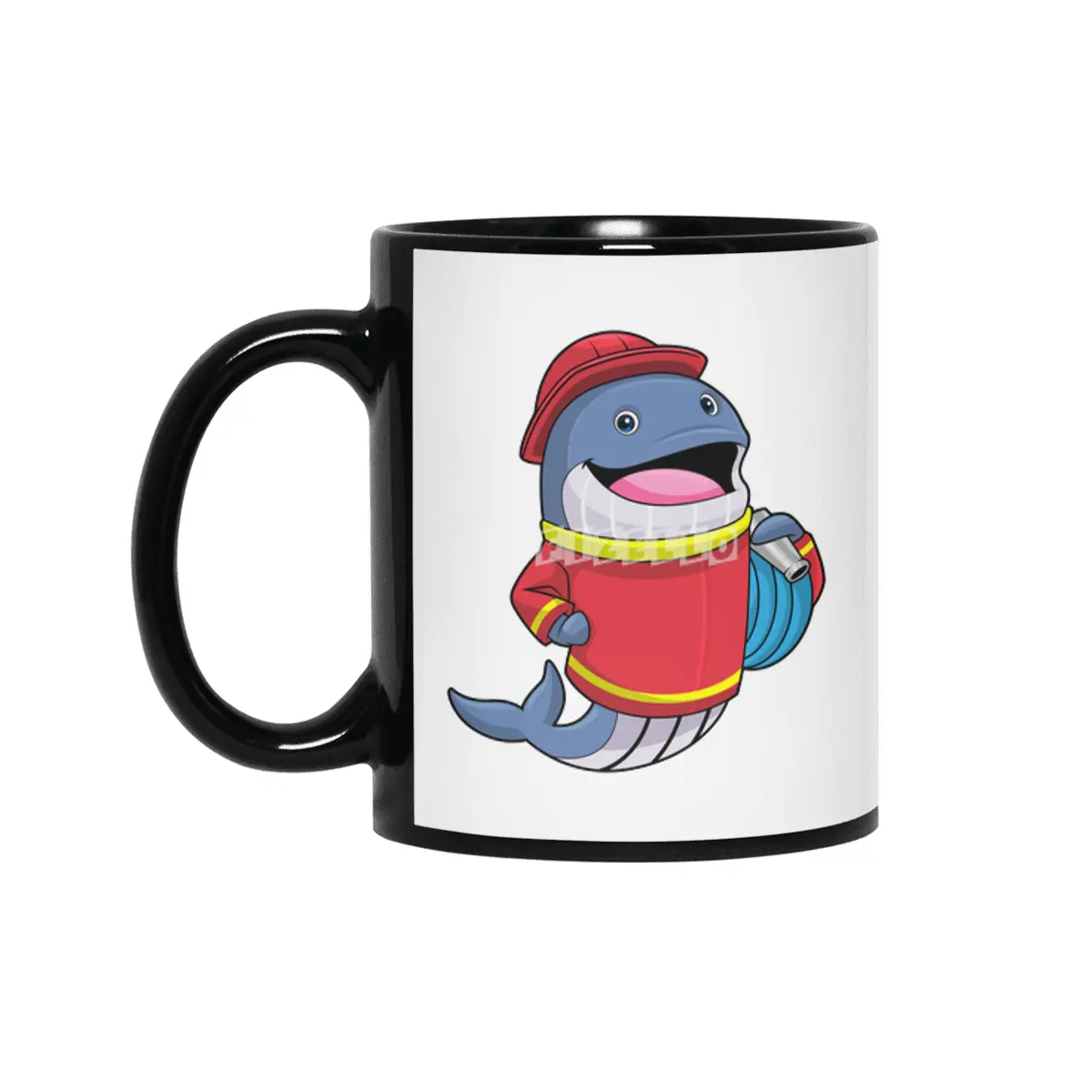 Whale as Firefighter with Hose Siyah Kupa