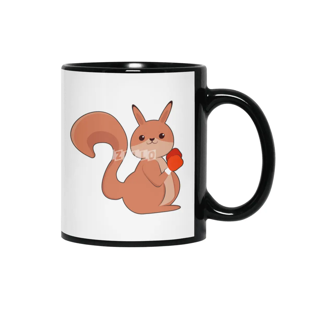 Squirrel as Boxer with Boxing gloves Siyah Kupa