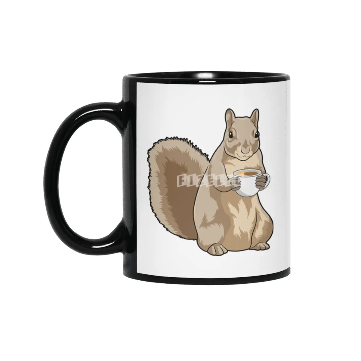 Squirrel with Cup of Coffee Siyah Kupa