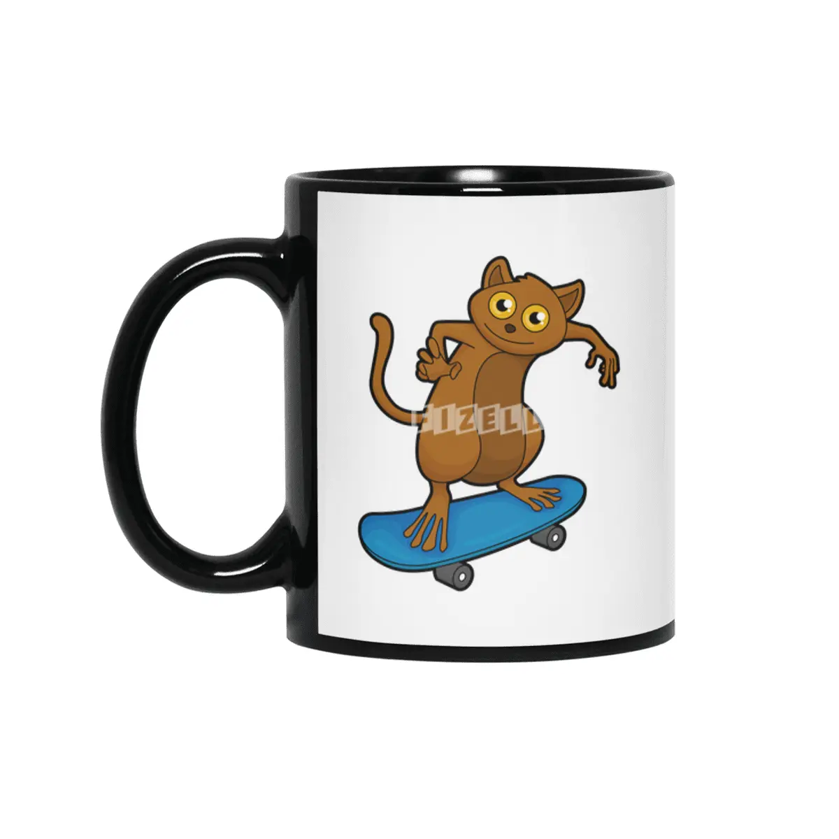 Tarsier as Skater with Skateboard Siyah Kupa