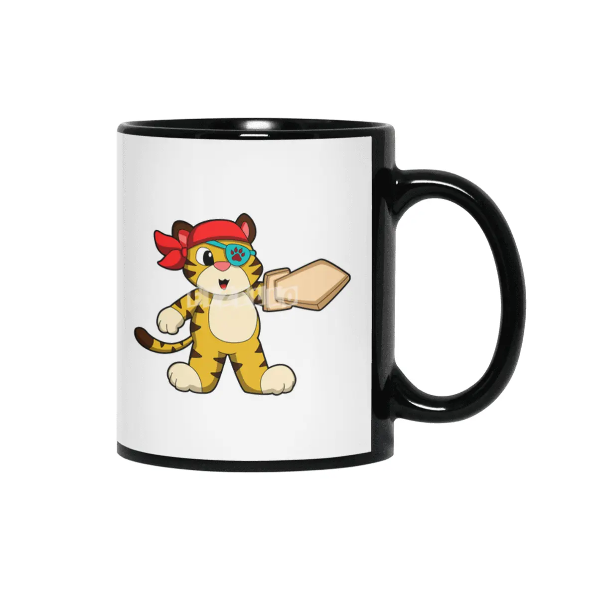 Tiger as Pirate with Eye patch & Sword Siyah Kupa