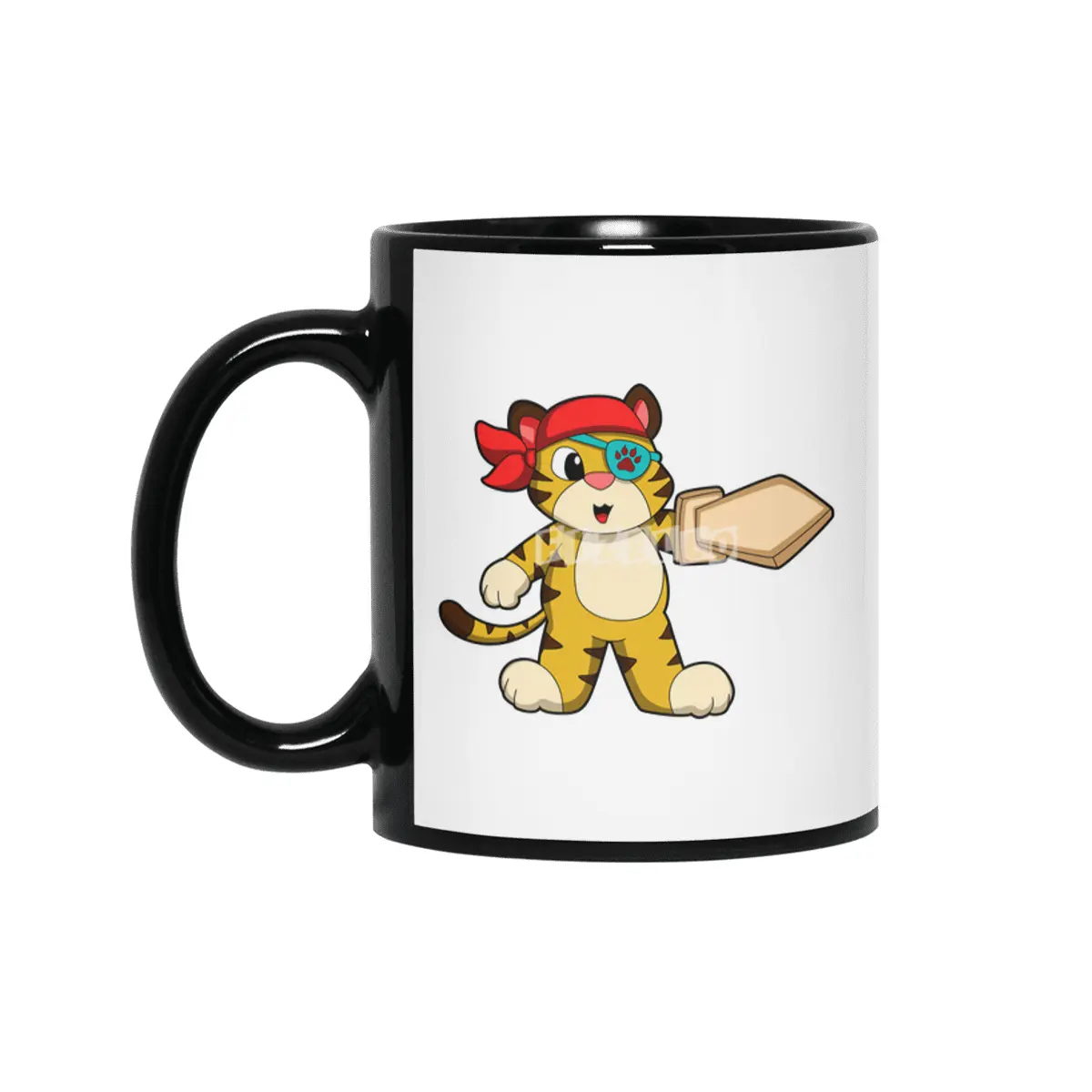 Tiger as Pirate with Eye patch & Sword Siyah Kupa