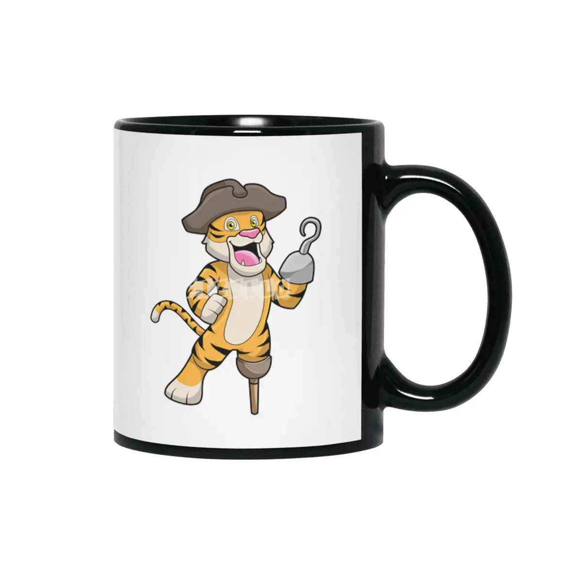 Tiger as Pirate with Wooden leg & Hooked hand Siyah Kupa