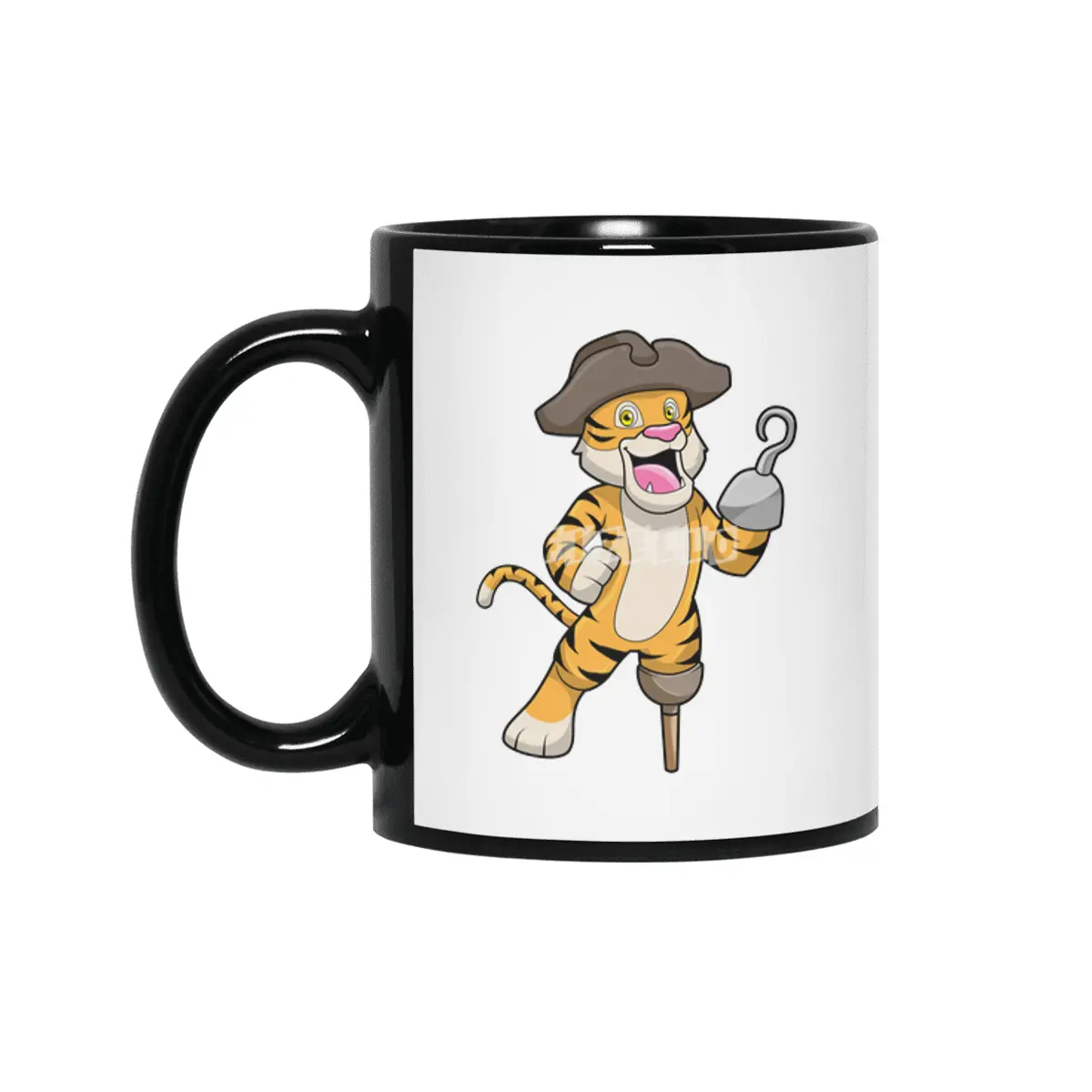 Tiger as Pirate with Wooden leg & Hooked hand Siyah Kupa