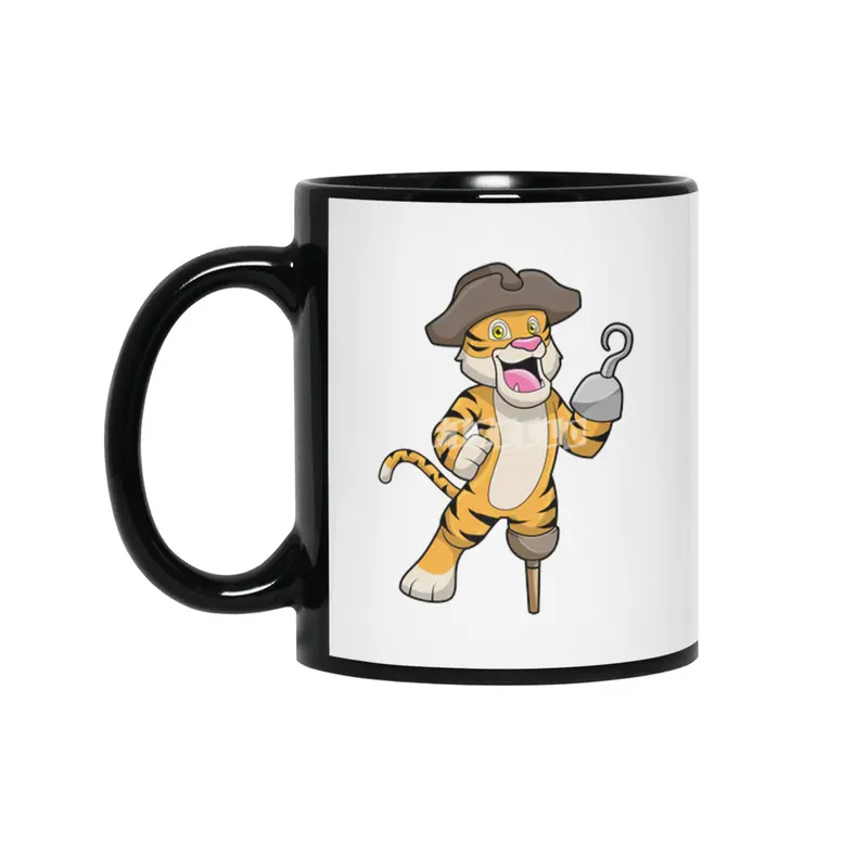 Tiger as Pirate with Wooden leg & Hooked hand Siyah Kupa