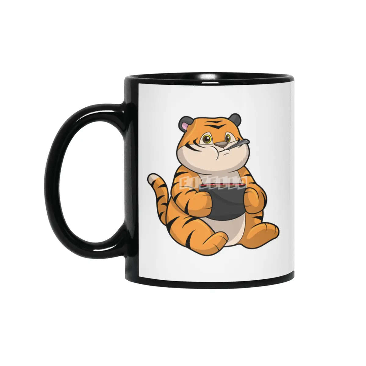 Tiger at Eating with Bowl Siyah Kupa